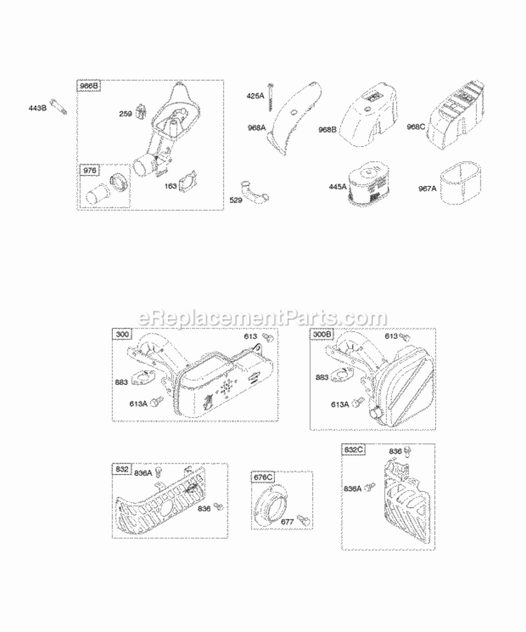 Air Cleaner Exhaust System Diagram and Parts List for 126602-0146-E1  Briggs and Stratton Engine